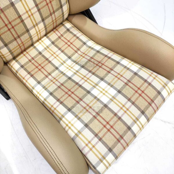 【1 PAIR】AUTHENTIC RECARO LSB TAN TARTAN Very Good Condition