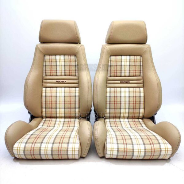 【1 PAIR】AUTHENTIC RECARO LSB TAN TARTAN Very Good Condition
